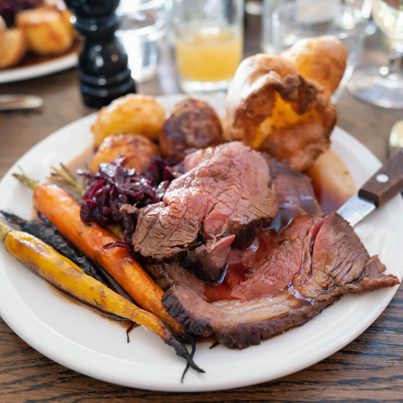 roast-dinner-sq Roast beef dinner at the White Horse Baston