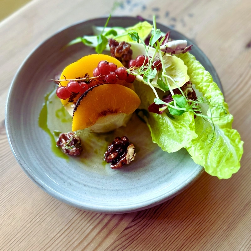 Goats Cheese Starter plated with salad