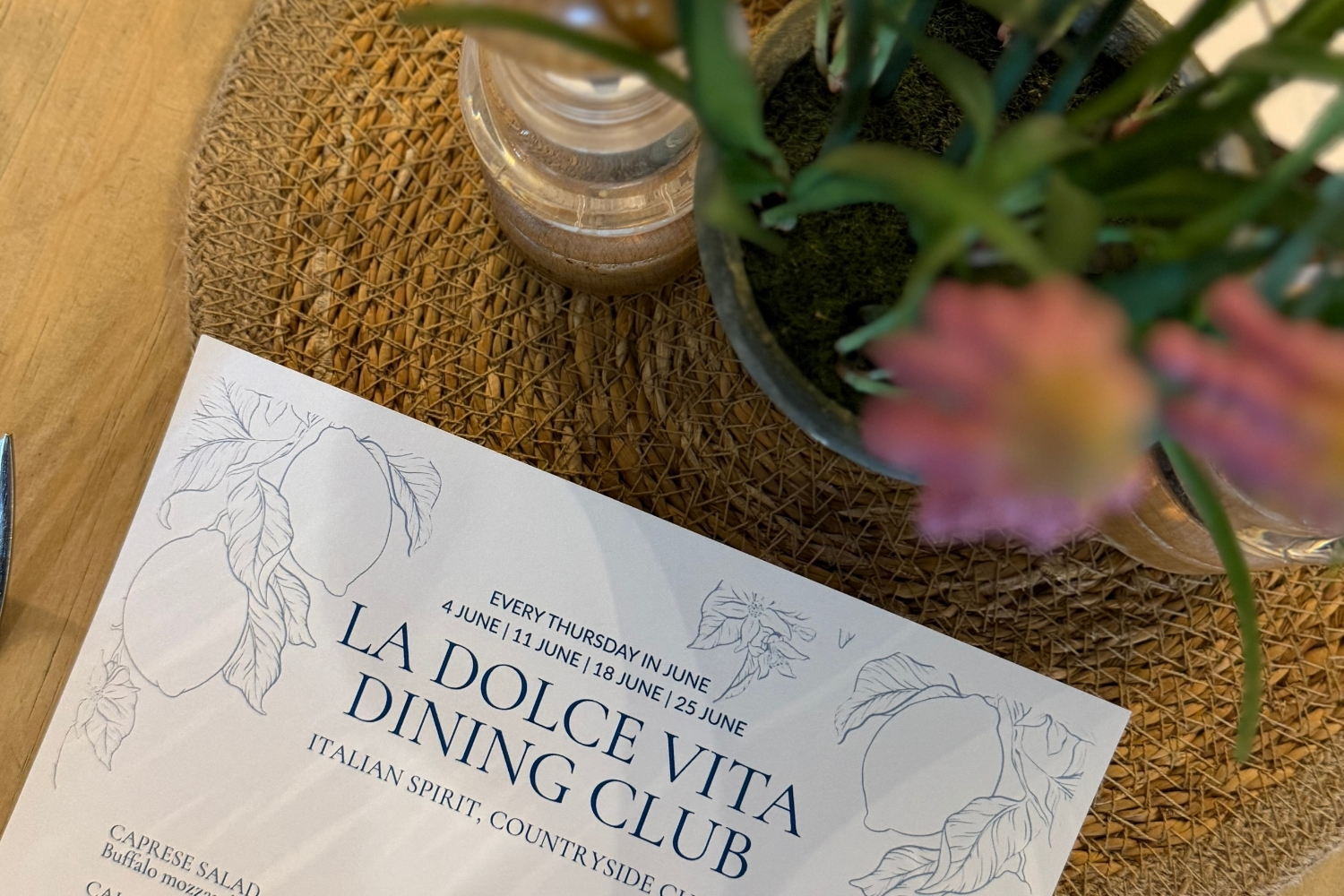 Journal Image Menu on the table